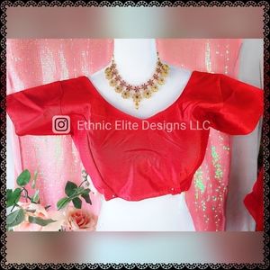 New silk blend saree / lehenga blouse in gold,red,maroon,bottle green